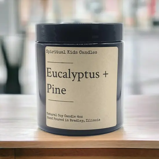 Eucalyptus & Pine Soy Candle 4oz 20-25 Hours Hand Poured with All Natural Soy wax and Fragrant/Essential Oils! | Woodsy Candle | Birthday Gift | Christmas Gift {1}