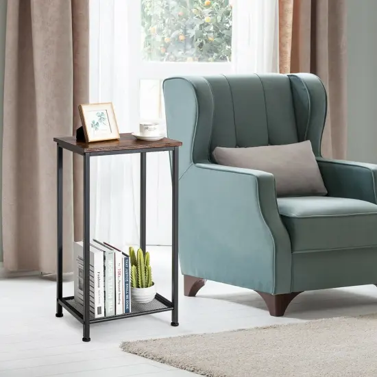 2-Tier Industrial Side End Accent Telephone Table {2}