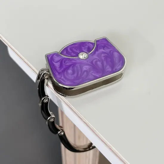 Wrapables Stylish Purse Hook Hanger, Foldable Handbag Table Hanger, Purple Handbag {3}