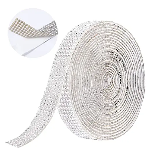 3Yards Self Adhesive Crystal Rhinestone Diamond Ribbon,Rhinestone Decorative Sticker with 2mm Rhinestones, Diamond Crystal Sticker for Car Decoration or DIY Crafts (Silver, 0.51 Inch ) {2}