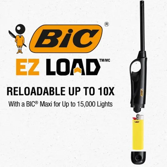 BIC EZ LOAD Lighter, Reloadable Multi Purpose Lighter, Pack with 10 EZ LOAD Long Lighter Shell and 10 BIC Maxi Pocket Lighters, (Colors May Vary) {7}