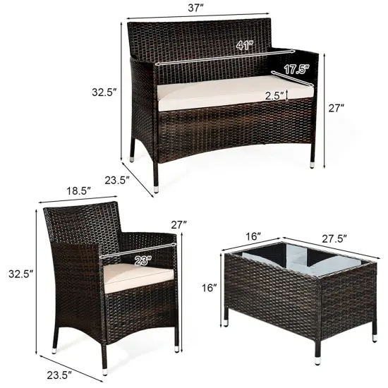 Costway 8PCS Rattan Patio Furniture Set Cushioned Sofa Chair Mix Brown {2}