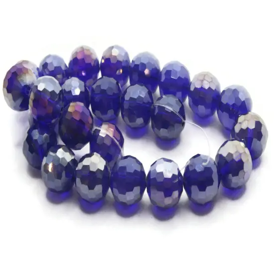 25 12mm Faceted Round Blue Glass Beads {1}