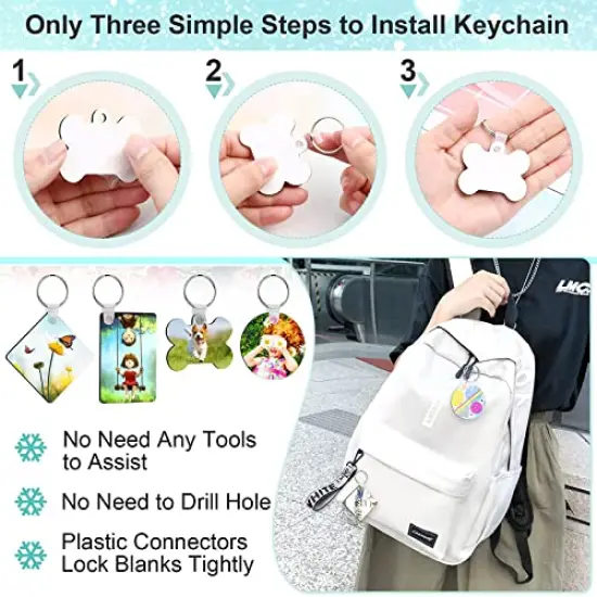 120 Pieces Sublimation Keychain Blanks Bulk, DIY MDF 4 Shape Sublimation Blank Keychain with Keyrings, unisex-adult Double-Sided Printed Heat Transfer Keychain, White {5}