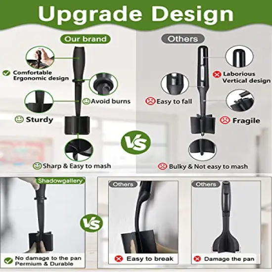 Meat Chopper, Heat Resistant Meat Masher for Hamburger Meat, Ground Beef Smasher, Nylon Hamburger Chopper Utensil, Ground Meat Chopper, Non Stick Mix Chopper, Mix and Chop, Potato Masher Tool {3}