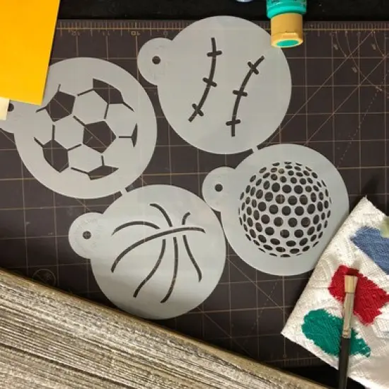 Large Sports Ball Cookie Stencils: Basketball, Golf, Soccer, Baseball | C218 by Designer Stencils | {2}