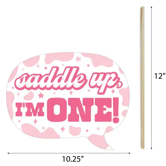 Big Dot of Happiness Pink First Rodeo - Cowgirl 1st Birthday Party Photo Booth Props Kit - 20 Count {7}