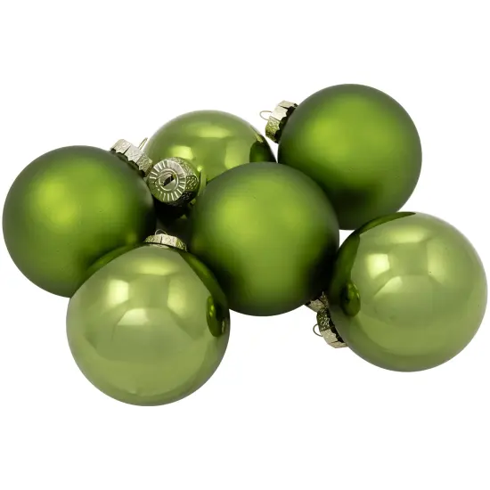 Northlight 2-Finish Glass Christmas Ball Ornaments - 3.25" (80mm) - Kiwi Green - 6ct {1}