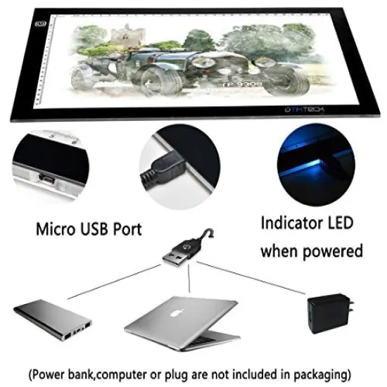 A4 Ultra-Thin Portable LED tracing Light Box Dimmable Brightness LED Art Tracing Pad for Artist Drawing Sketching Animation Stencilling and 5d Diamond Painting (Black, A4) {3}