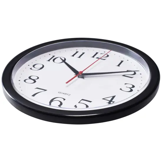 Black Wall Clock Silent Non Ticking 10 Inch Quality Quartz Battery Operated Round Easy to Read Home/Office/Kitchen/Classroom/School Clock Sweep Movement {6}