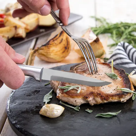 Rada Cutlery Serrated Steak Knife, Stainless Steel Knives for Effortlessly Cutting Meat, with Solid Aluminum Handle {5}