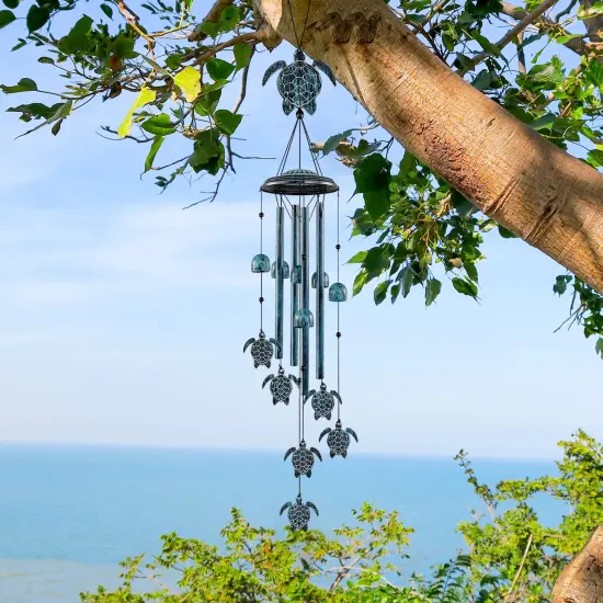 1 Pack Wind Chimes Sea Turtle Wind Chime for Outside with 4 Aluminum Tubes, Windchimes Outdoors Clearance Home Garden Patio Decor Memorial Wind Chimes for Mom Grandma Unique Birthday Festival Gifts {5}
