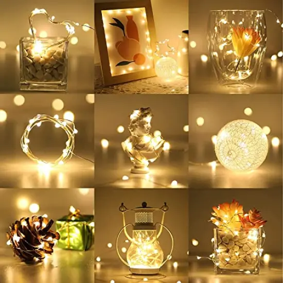 20 LED Fairy Lights Battery Operated Mini String Lights, Small Pixie Lights for Mason Jars, Crafts, DIY Wedding Party Centerpieces, Bedroom Wall Vines Holiday Garland, 8 Pack {1}