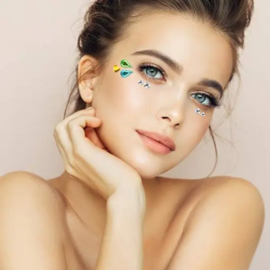 1200 Pieces Self Adhesive Gems Stickers,14 Sheets Rhinestone Stickers for DIY Craft,8 Shapes Sparkle Jewels for Nail Body Makeup Festival {6}