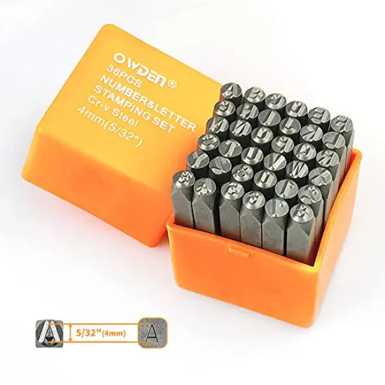 36 Pieces Steel Metal Alphabet and Figure Punch Set (5/32&rdquo;) 4mm Uppercase,Steel Number and Letter Punch Set, Jewelry Craft Stamping Tool. {2}