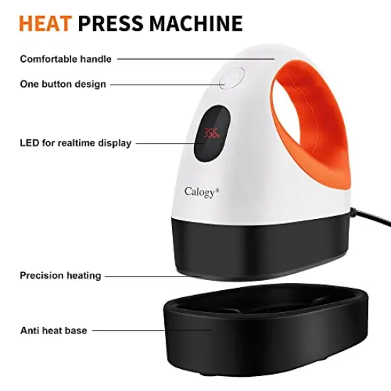 Mini Heat Press, Heat Transfer Machine, Constant Temp Control, Insulated Safety Base, Fits for Crafts, T-Shirt, Hat, Cap, Pillows (White Orange) {6}