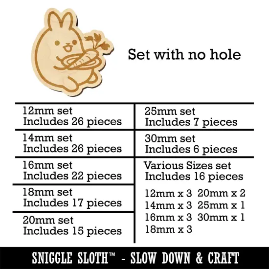 Cute Kawaii Bunny Rabbit Eating a Carrot for Lunch Mini Wood Shape Charms Jewelry DIY Craft {1}