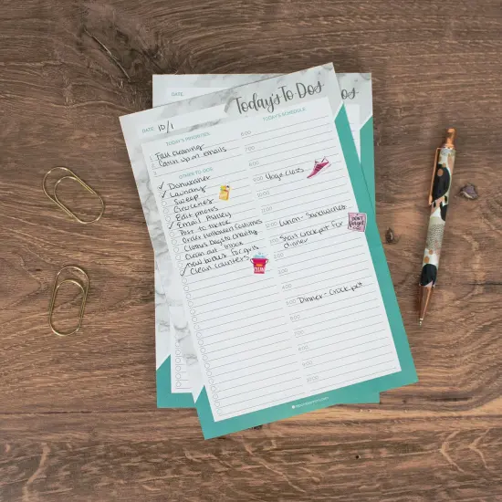 bloom daily planners Planning Pad, 6" x 9", Timed Daily Pad, Marble & Mint {2}