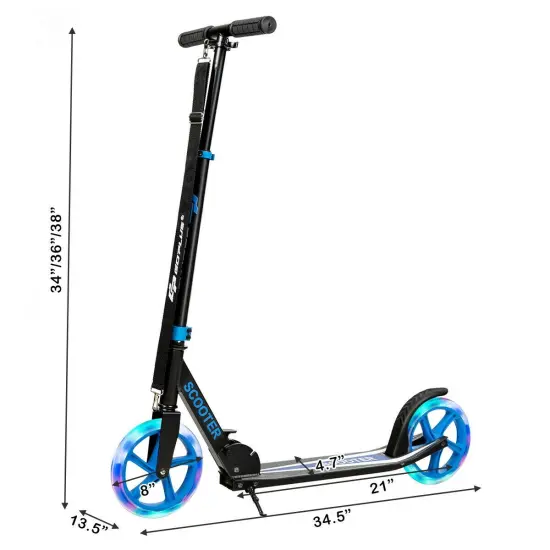 Portable Folding Sports Kick Scooter with LED Wheels Blue {5}