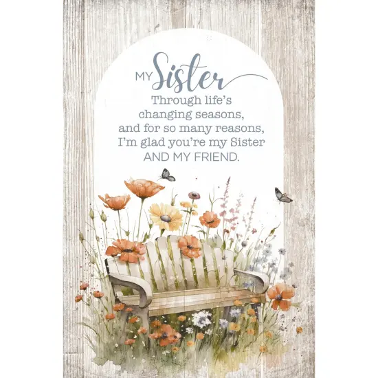 A SisterWood Plaque with Easel and Hook Wall Tabletop Art - 4 inches x 6 inches {1}