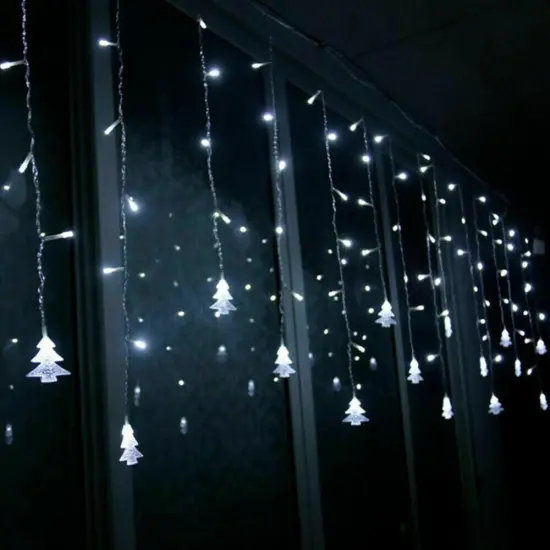 Christmas LED Curtain Window String Lights for Xmas Tree Decor White {4}