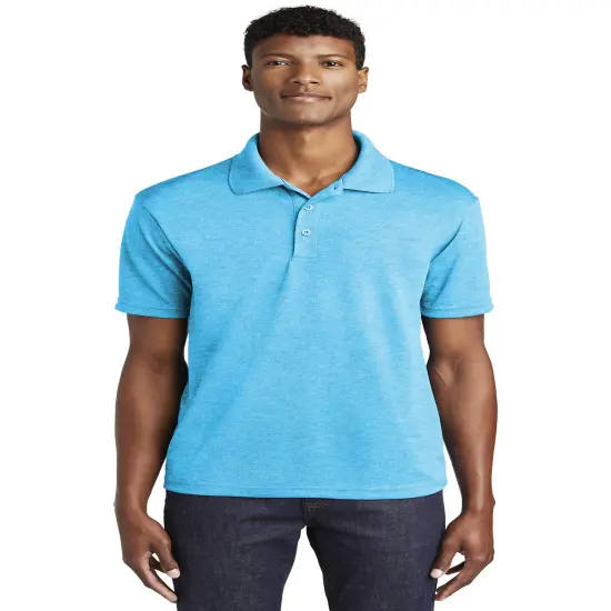 Collared Short Sleeve Polo T-shirt For Men | RADYAN&reg; Pond blue heather {1}