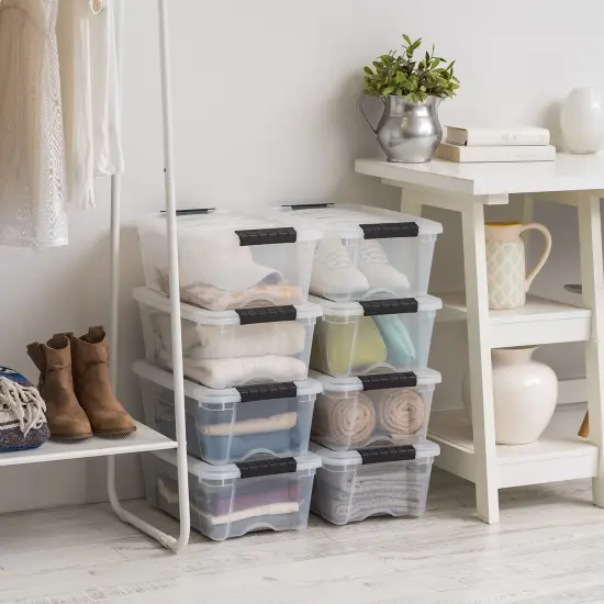 IRIS USA 12.95qt Clear View Plastic Storage Bin with Lid and Secure Latching Buckles {6}