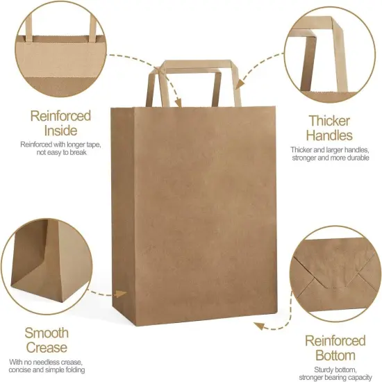 Brown Kraft Paper Gift Bags with Flat Handles for Party Favors {2}