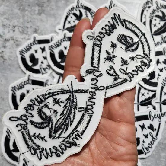 Memorial Collection: Patch Party Club,"Missed Beyond Words, Loved Beyond Measure," 1-pc, Iron-On Embroidered Patch, Size 6", Jacket Patch {3}