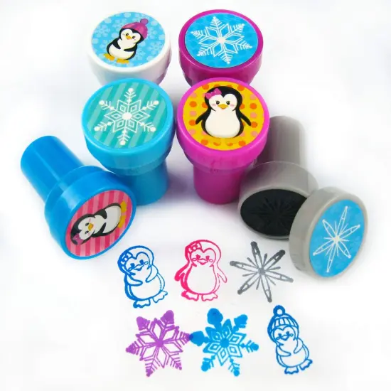 TINYMILLS 12 Pcs Penguin Stamp Kit for Kids Self Inking Stamps Gift Winter Party Favor {2}