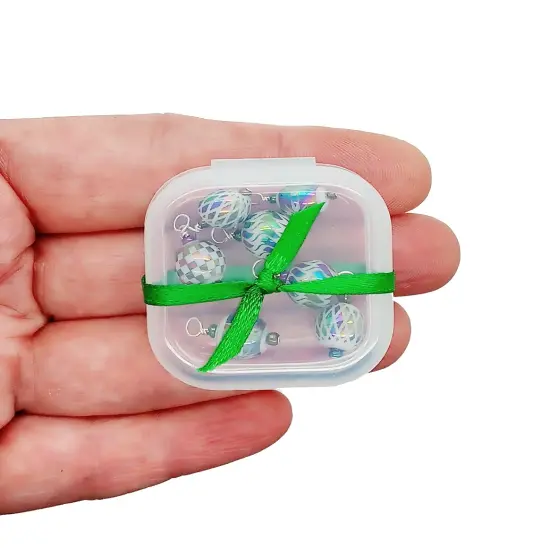 Tiny Christmas Ornaments, 8 pieces with Hooks, Miniature Glass Balls for Dollhouse Tree, Adorabilities {3}