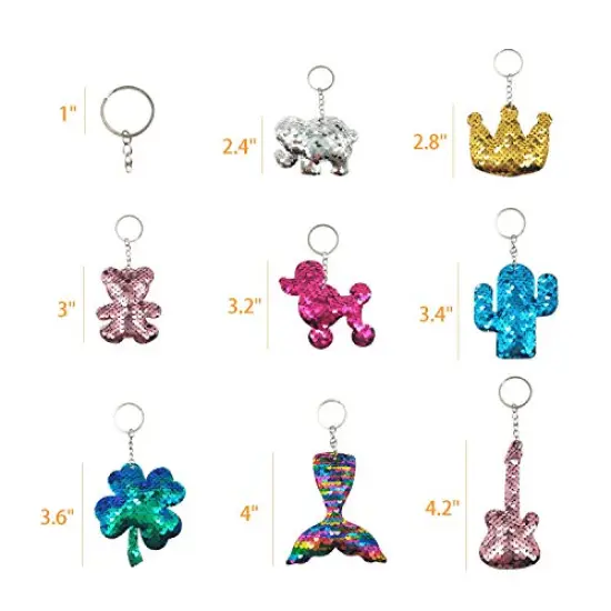 20 Pieces Flip Sequin Keychain Party Favors for Kids Girls Backpack Unicorn Mermaid Keychains for Kids Birthday Goody Bag Fillers Easter Halloween Party Favors Basket Stuffers Gifts {3}