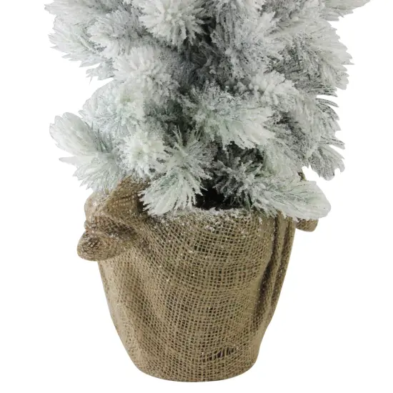 Northlight Potted Flocked Mini Pine Slim Christmas Tree with Berries - 2' - Unlit Green {6}