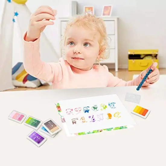 6 Pieces Washable DIY Stamp Ink Pads for Kids, 24 Colors {5}