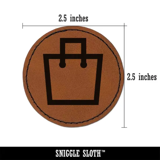 Purse Outline Shopping Round Iron-On Engraved Faux Leather Patch Applique - 2.5" Brown {2}