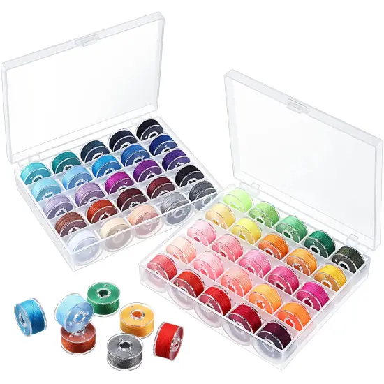 50 Pieces Thread Bobbins with Bobbins Box for Brother Sewing Machine, 50 Assorted Colors {1}