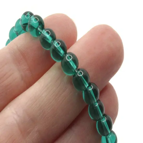 54 6mm Green Smooth Round Glass Beads {3}