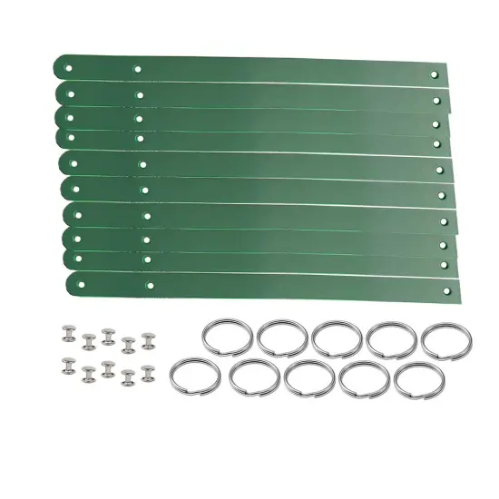 1/2" Blank Leather Keychains Kit - 10 Pre-Cut Blank Keyrings for Stamping & Engraving Green {1}