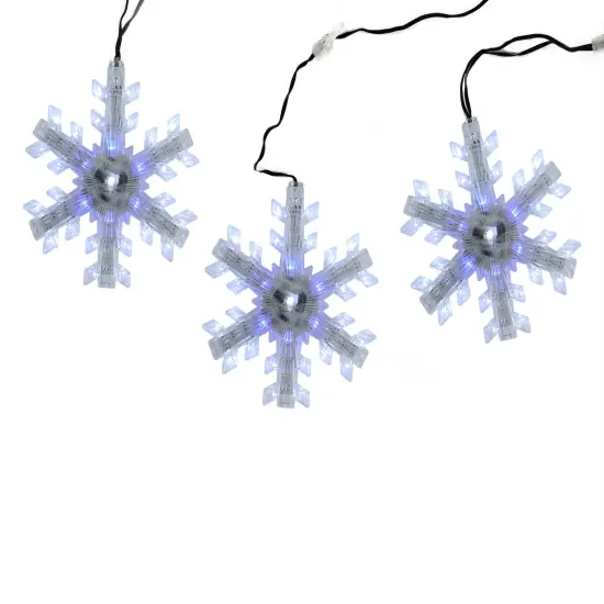 Northlight LED Cascading Snowflake Christmas Lights - White and Blue - 32" Black Wire - 3ct {3}