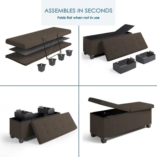 StorageBud Storage Ottoman Bench with Storage Bins {4}