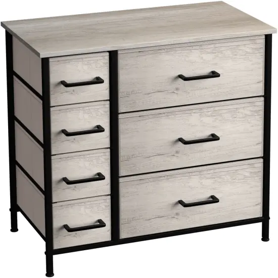 Sorbus Dresser with Drawers - Furniture Storage Tower Unit for Bedroom, Hallway, Closet, Office Organization - Steel Frame, Wood Top, Easy Pull Fabric Bins Rustic Beige {1}