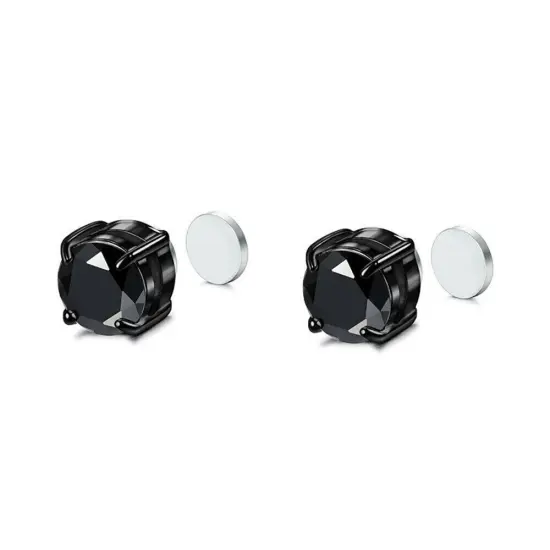 Kitcheniva Non Piercing Steel Magnetic Stud Earrings 6mm-black {1}