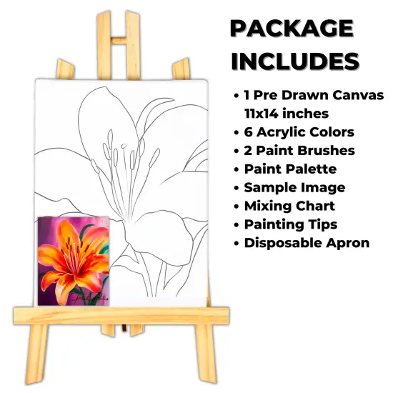 "Full Bloom" DIY Canvas Art Kit, Adult Beginner, Acrylic Paint Size 11x14 inch {2}
