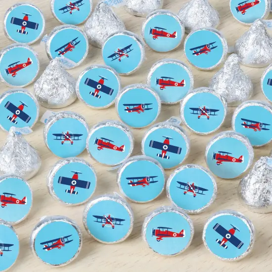 Big Dot of Happiness Taking Flight - Airplane - Baby Shower or Birthday Party Small Round Candy Stickers - Party Favor Labels - 324 Count {1}