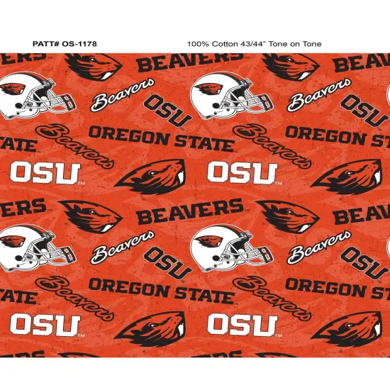 Sykel Enterprises-Oregon State University Cotton Fabric-Oregon State Beavers Tone On Tone Cotton Quilting Fabric {1}
