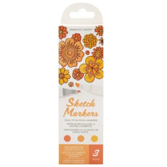 American Crafts - Sketch Markers Collection - Dual Tip - Chisel and Fine Point - SunKissed 3 Pack 34007546 {3}
