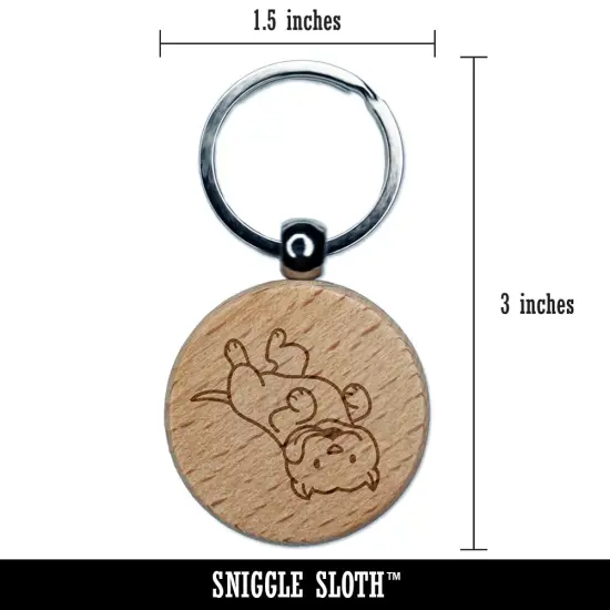 Pit Bull Laying on Back Dog Engraved Wood Round Keychain Tag Charm {2}