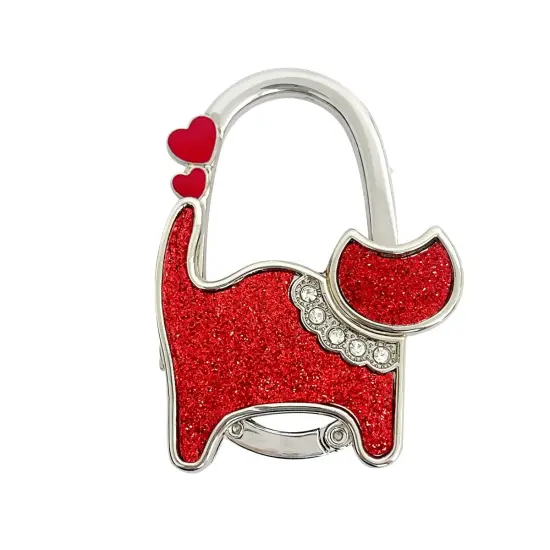 Wrapables Stylish Purse Hook Hanger, Foldable Handbag Table Hanger, Red Cat {1}