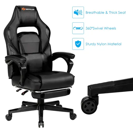Goplus Massage Gaming Chair Reclining Racing Computer Office Chair with Footrest White\ Black\Blue\Red {10}