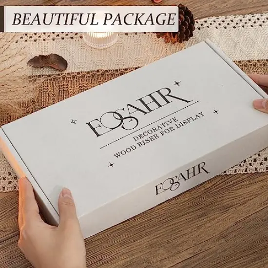 EOSAHR Decorative Wood Riser for Home Decor : Farmhouse Pedestal Stand for Display and Rustic Soap Holder for Sink Organizer - Retro Display Tray for Your Home, Livingroom, Bathroom,and Kitchen {2}